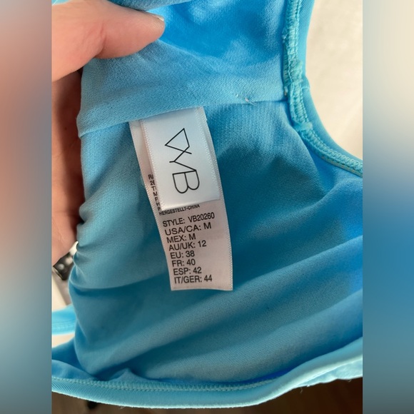 VYB BLUE SOLID CAP SLEEVE SWIM BRALETTE Size Medium NWT - Picture 4 of 13